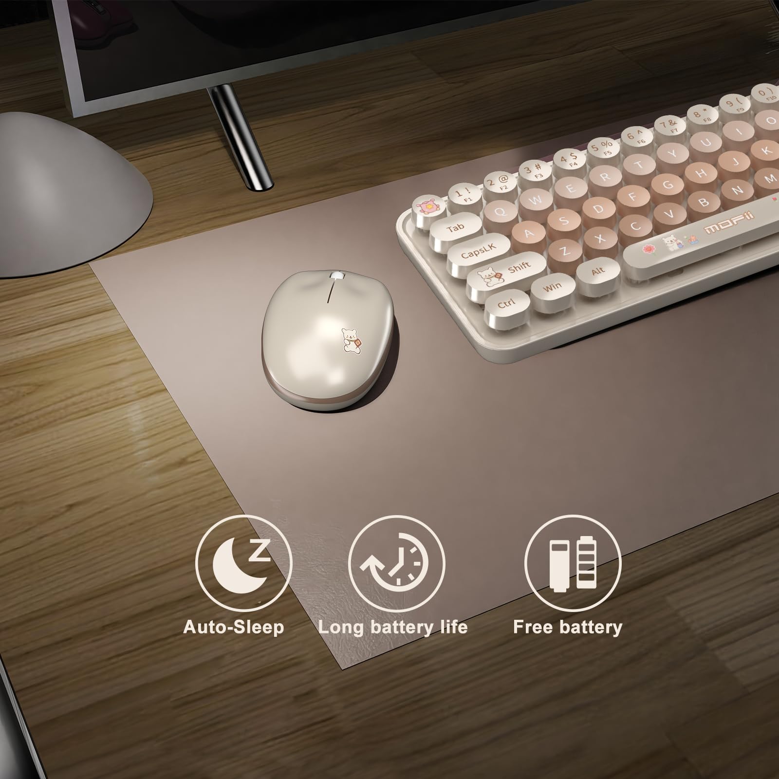 Keyboard Mouse Wireless, Slim Compact Silent 2.4G Cute 84 Keys Keyboard For Pc, Notebook, Macbook, Tablet, Laptop, Windows Syste